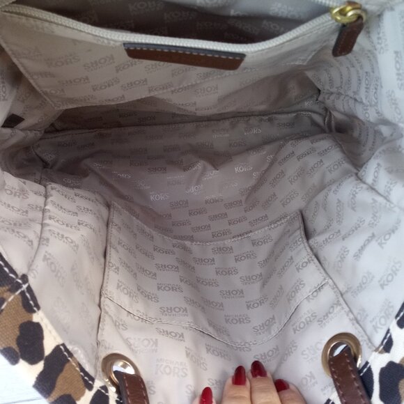 Michael Kors large  cavas leopard tote bag - Picture 4 of 10